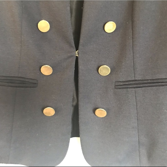 F21 navy blue cropped blazer w/ gold buttons - Picture 4 of 9